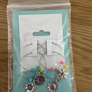 Howie Creations Silver Wine Glass charms with Colorful Beads - NWOT